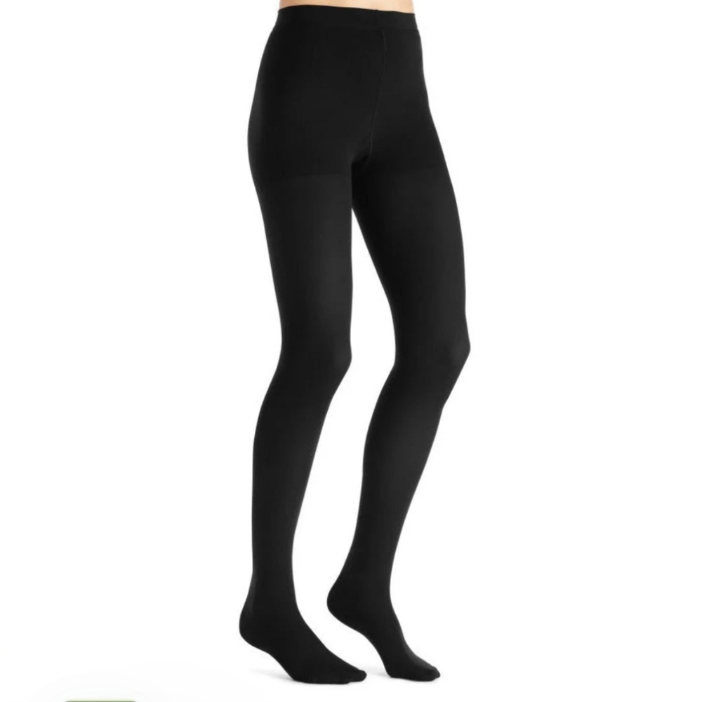 Womens Black Opaque Compression Pantyhose Bundle Of 3 Size L